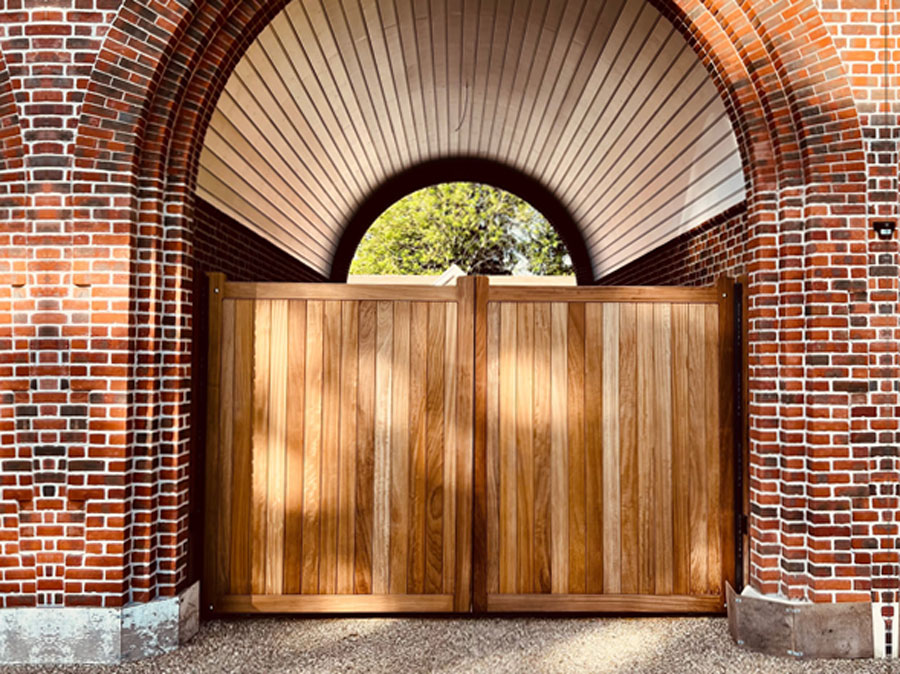 new wooden driveway gate